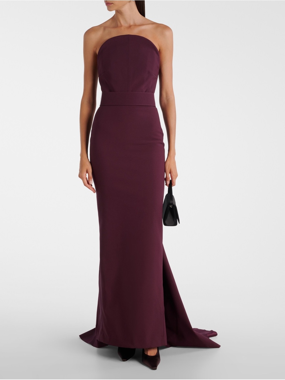Solace London Strapless Burgundy Evening Gown